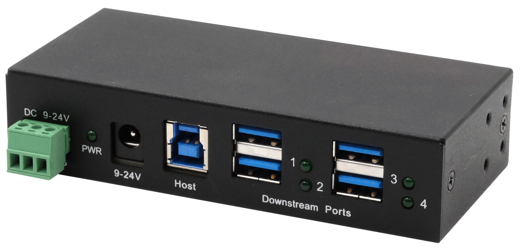 4-Ports USB 3.2 Gen 1 Metall HUB mit 15KV ESD Schutz für Wand und DIN-Rail Montage 4-Ports USB 3.2 Gen 1 Metall HUB mit 15KV ESD Schutz für Wand und DIN-Rail Montage