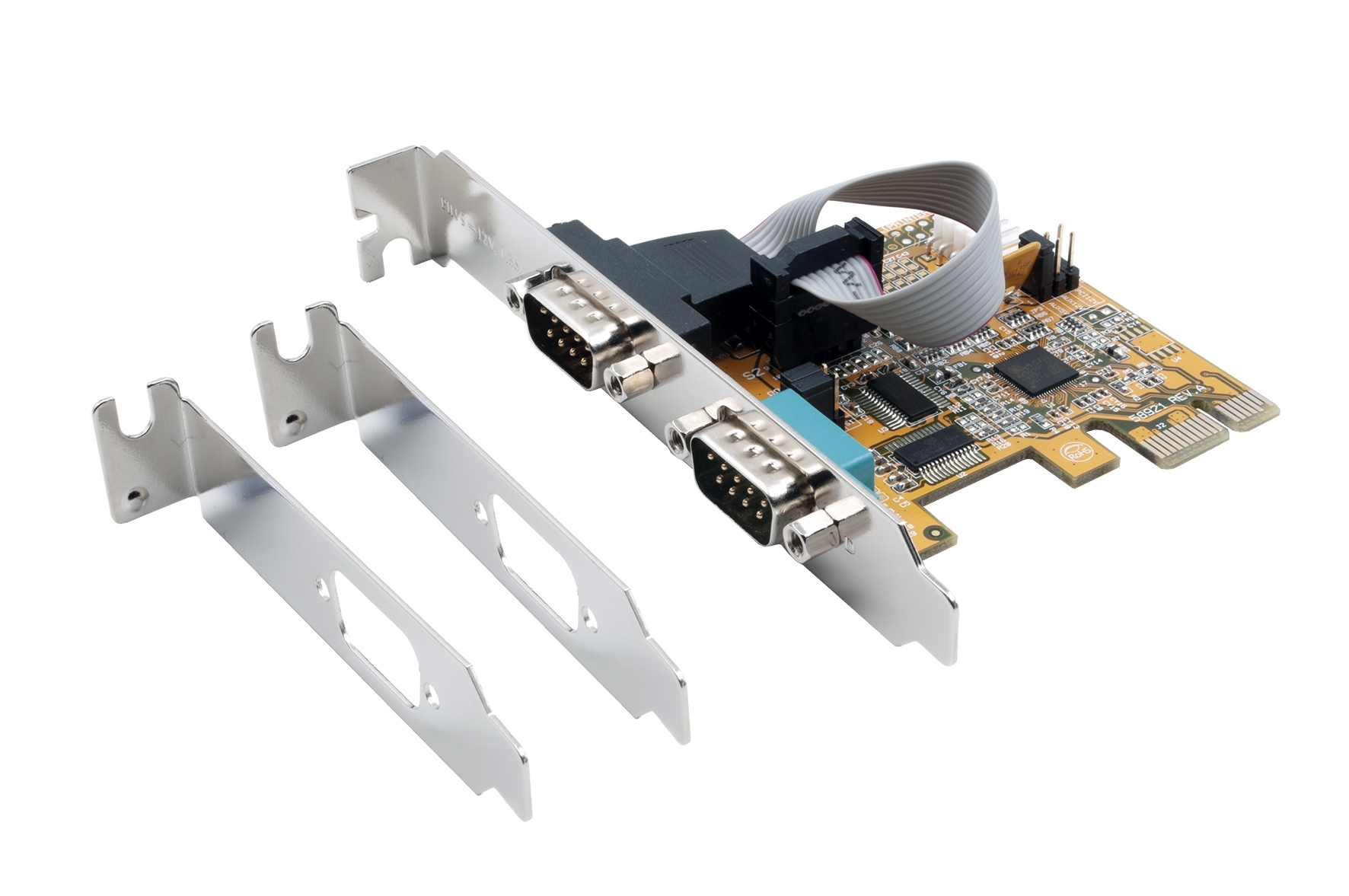 PCIe 2S Seriell RS-232 Karte, inkl. LP Bügel (ASIX)