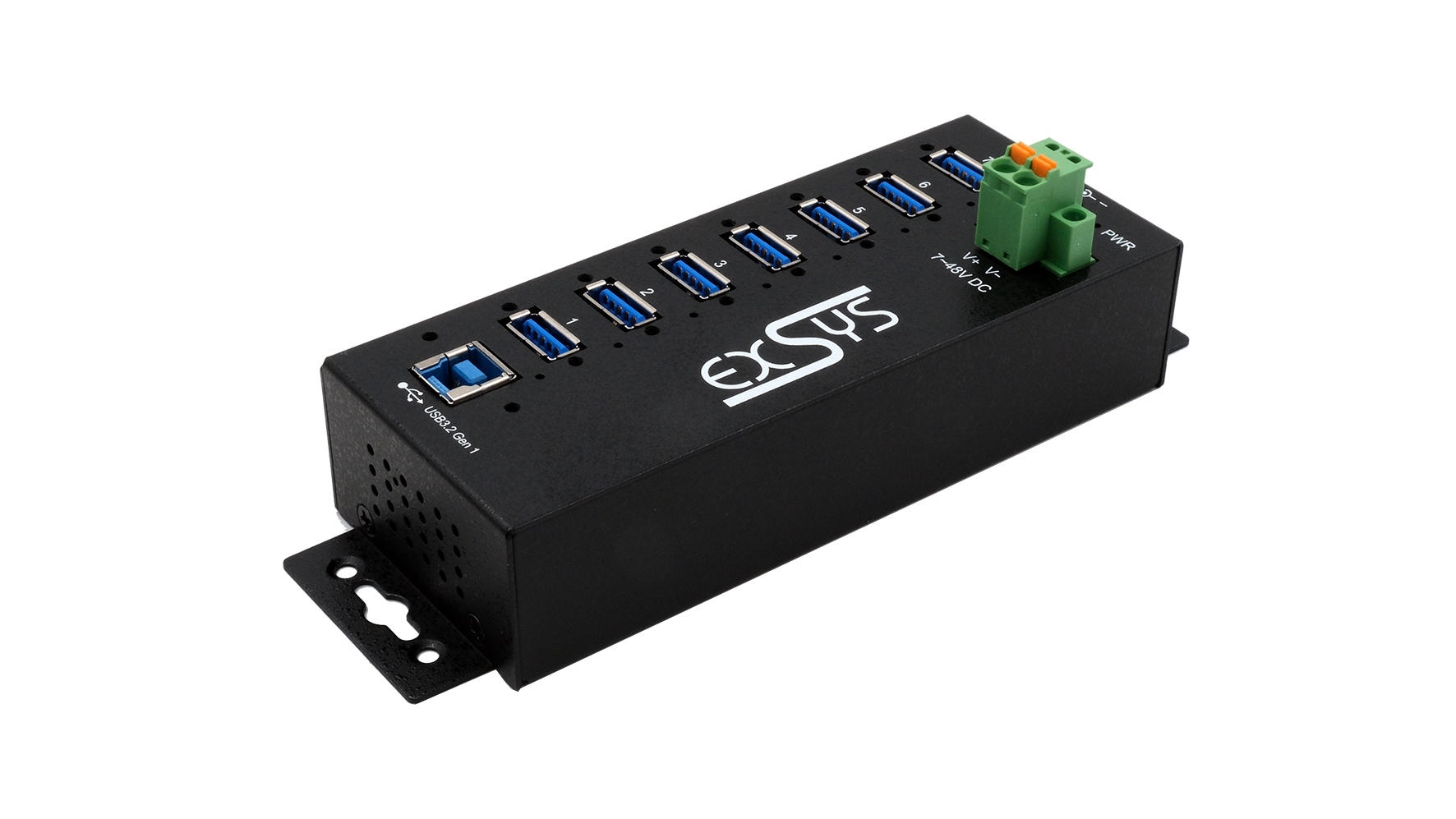 7 Port USB 3.2 Gen 1 HUB mit 15KV ESD Überspannungsschutz (DIN-Rail Kit) 7 Port USB 3.2 Gen 1 HUB mit 15KV ESD Überspannungsschutz (DIN-Rail Kit)