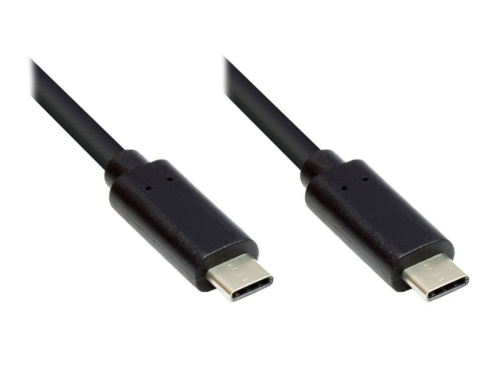 Lade- und Datenkabel USB 3.2 Gen 1, USB-C Stecker beidseitig, CU, schwarz, 0,2m