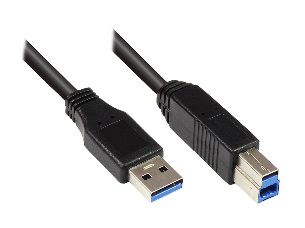 Connection cable USB 3.2 Gen 1 male A to male B, black, 0.2m Connection cable USB 3.2 Gen 1 male A to male B, black, 0.2m