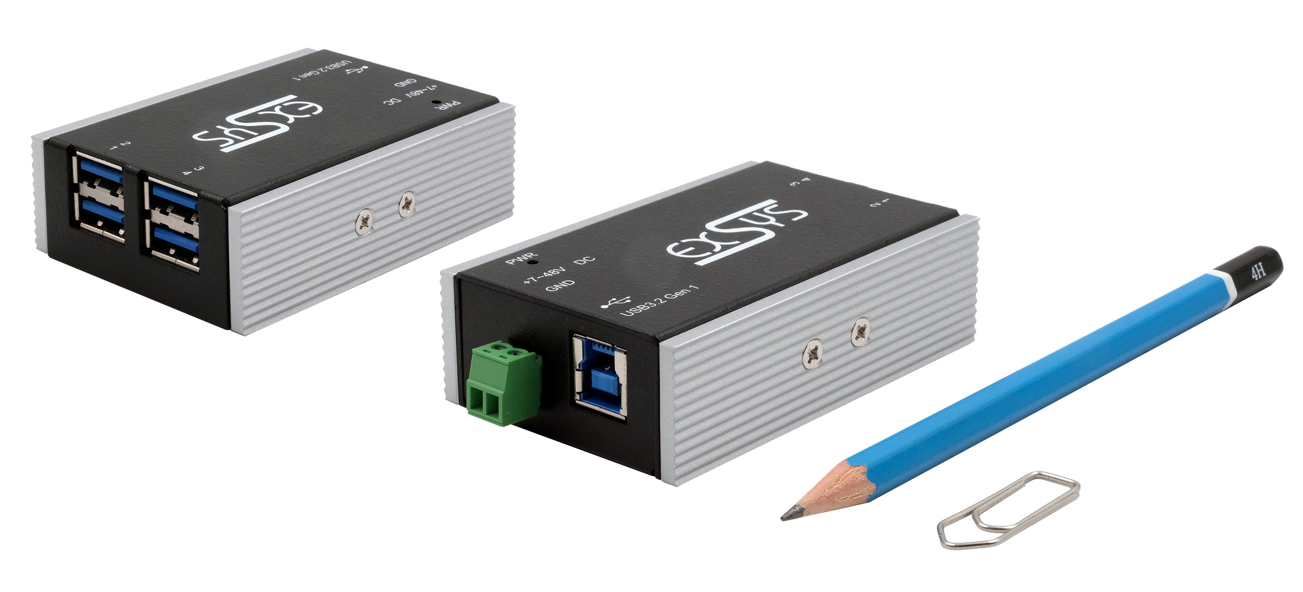 Kleinster 4-Port USB 3.2 Gen 1 Metall HUB, 15KV ESD Überspannungsschutz, -40°C bis +85°C Kleinster 4-Port USB 3.2 Gen 1 Metall HUB, 15KV ESD Überspannungsschutz, -40°C bis +85°C