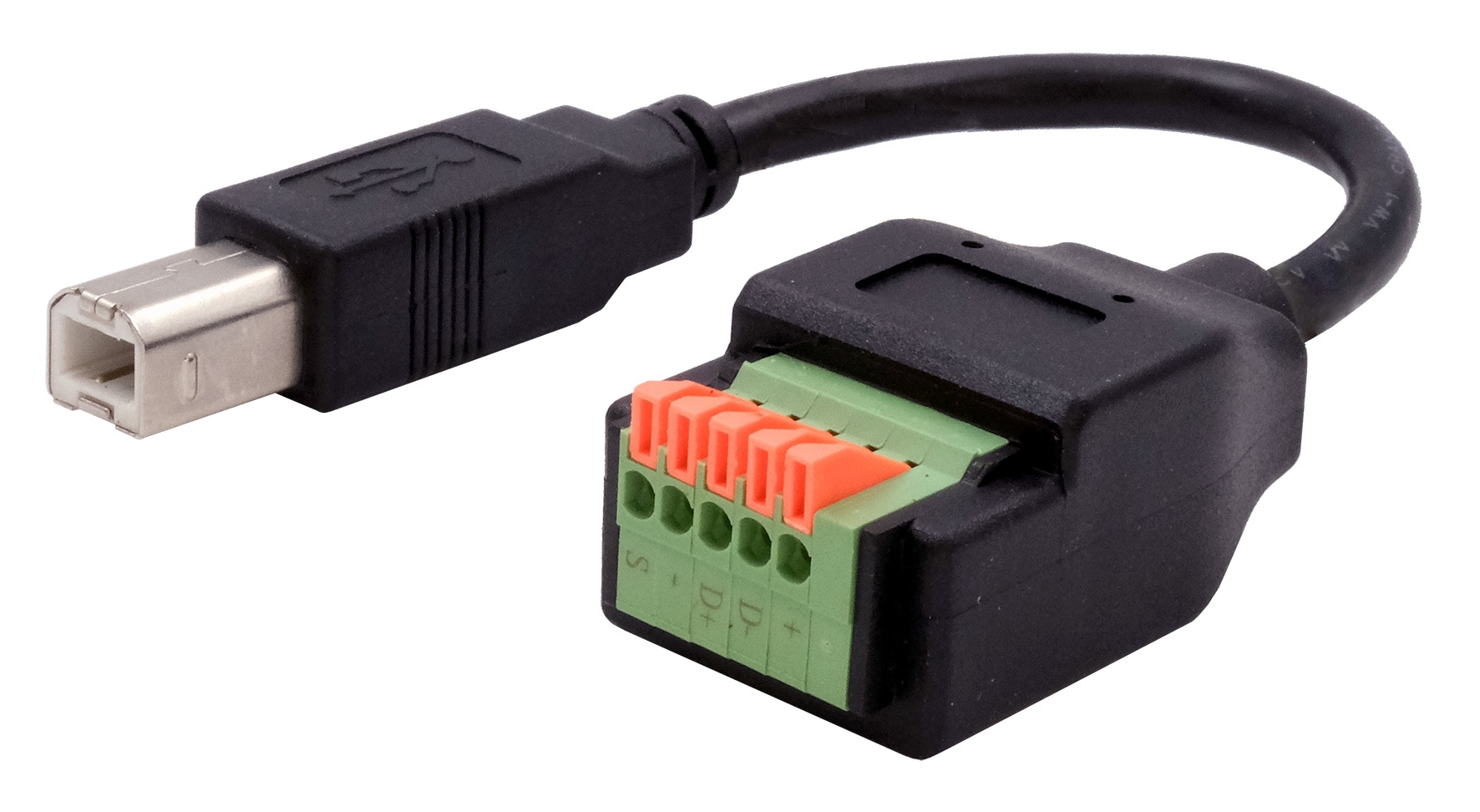 Cable adapter USB-B male to 5-pin push and release Terminal Block, USB ...