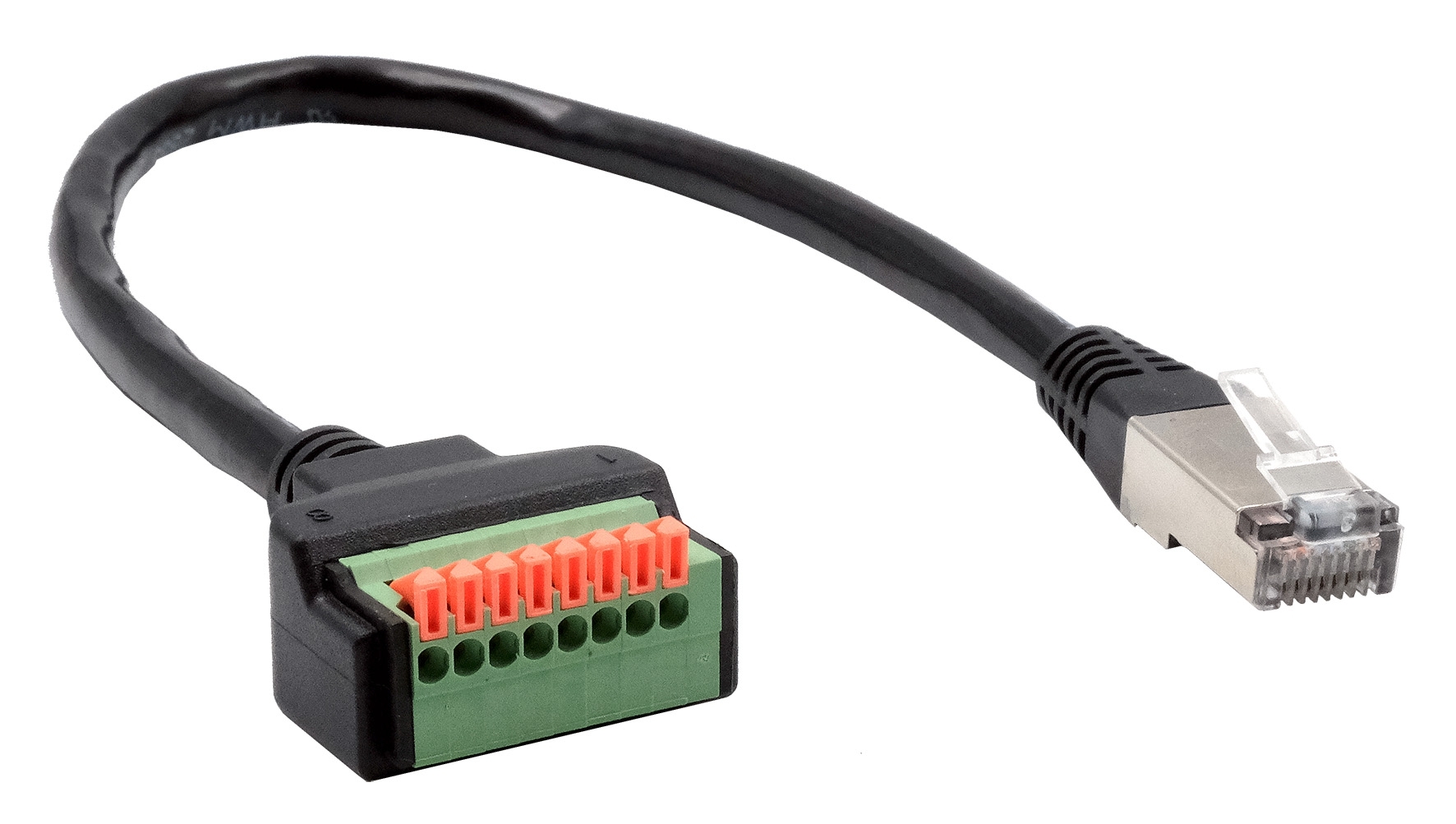 Cable adapter RJ45 male to 8-pin push and release Terminal Block, CAT.6 ...