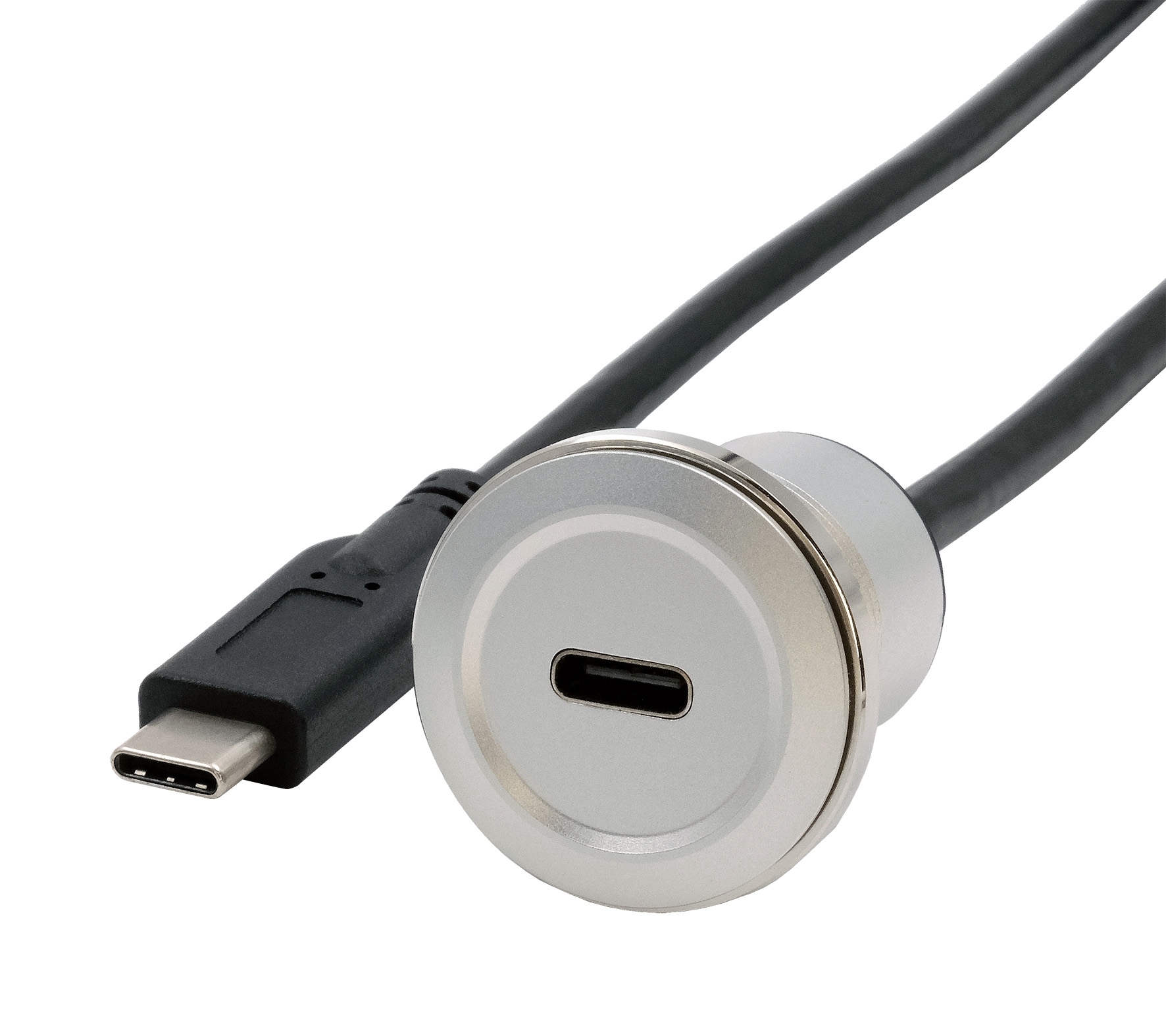 Panel mount adapter metal USB-C female to male, 30cm