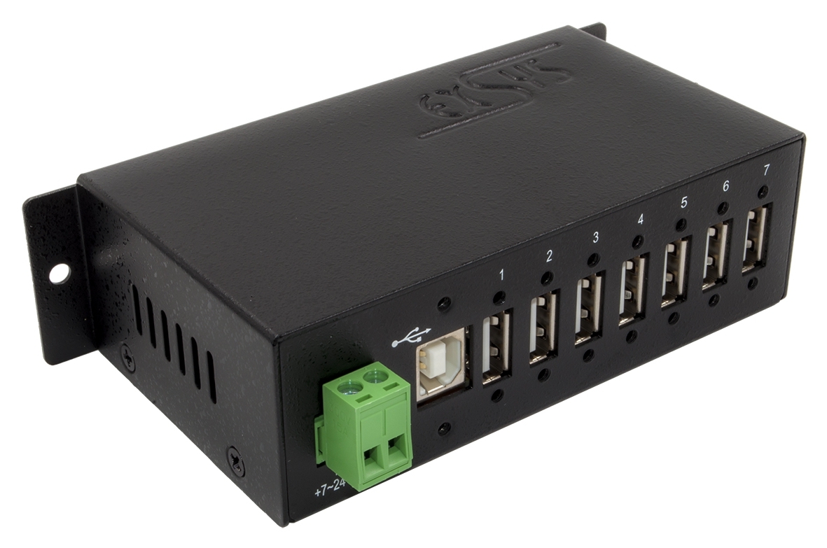7 Port USB 2.0 Metall HUB für DIN-Rail, Kabel verschraubbar 7 Port USB 2.0 Metall HUB für DIN-Rail, Kabel verschraubbar