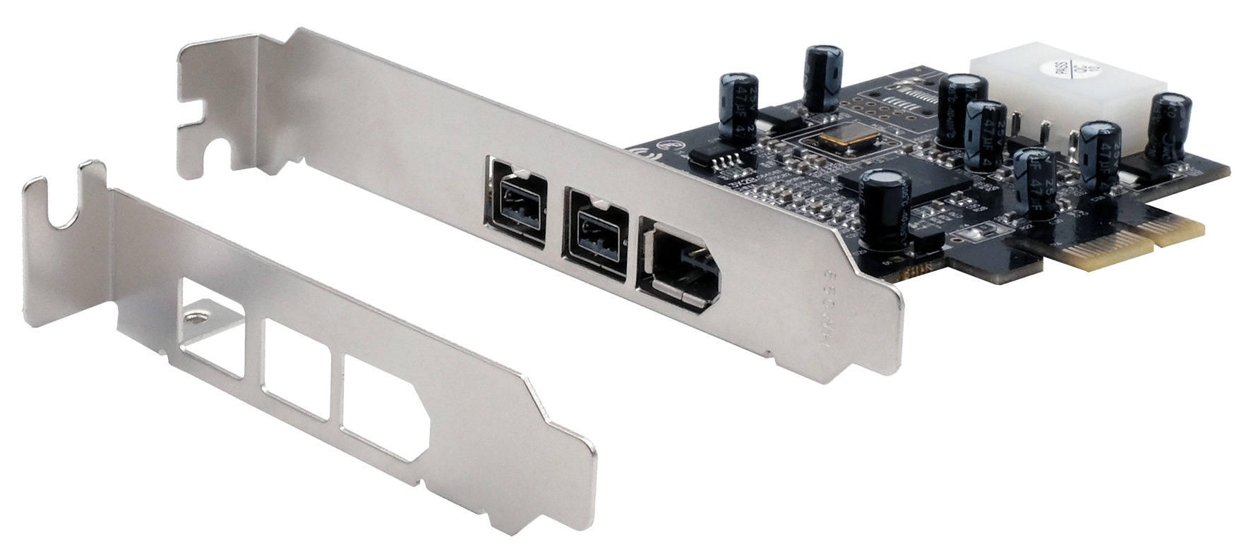 PCIe FireWire 1394b/a card with 3 Ports (TI Chipset) incl. Low Profile Bracket PCIe FireWire 1394b/a card with 3 Ports (TI Chipset) incl. Low Profile Bracket