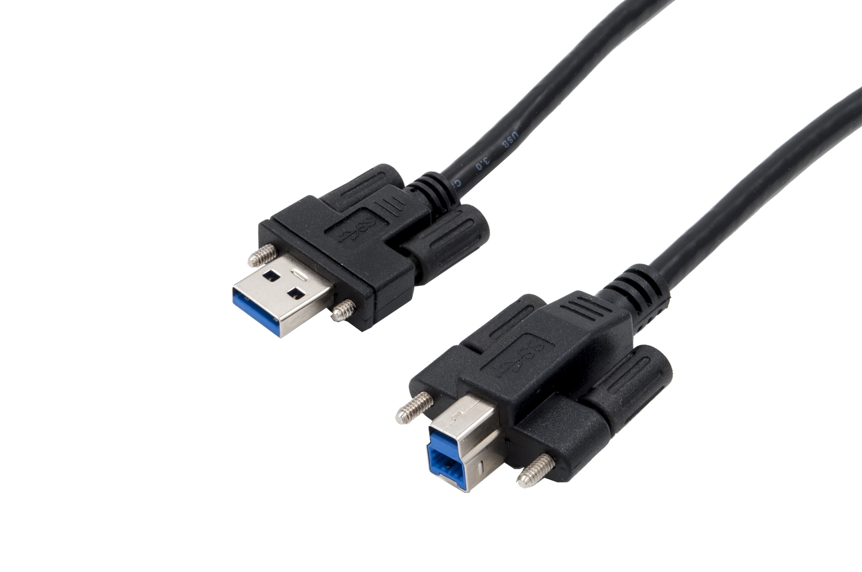 USB 3.2 Gen 1 cable A male and B male with screw lock, 2.0m USB 3.2 Gen 1 cable A male and B male with screw lock, 2.0m