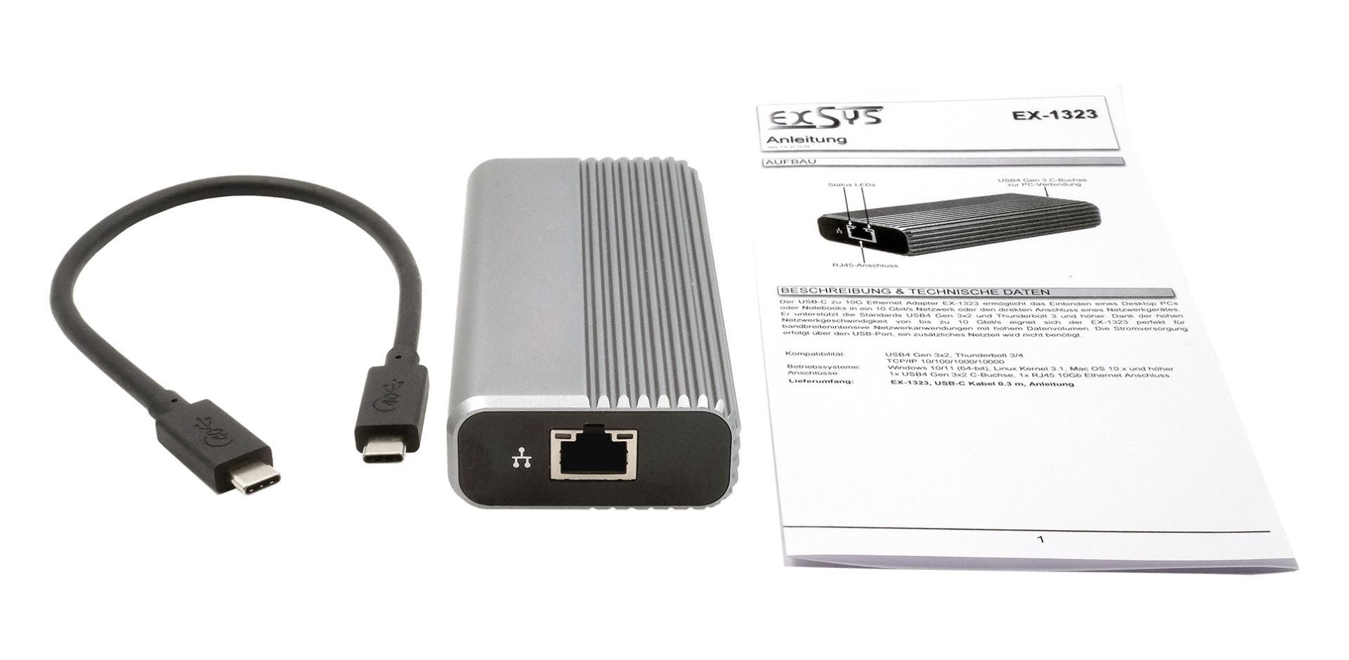 Cordon adaptateur USB 4 Thunderbolt 3 10G vers réseau fibre 2 ports