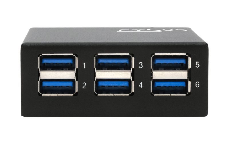 6-Port USB 3.2 Gen 1 Metal HUB with 15KV ESD Protection for Wall and ...